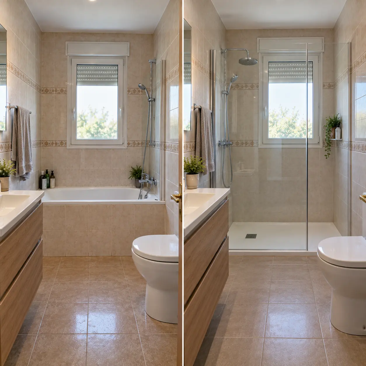 Cambio de bañera por ducha en Pamplona: antes y después